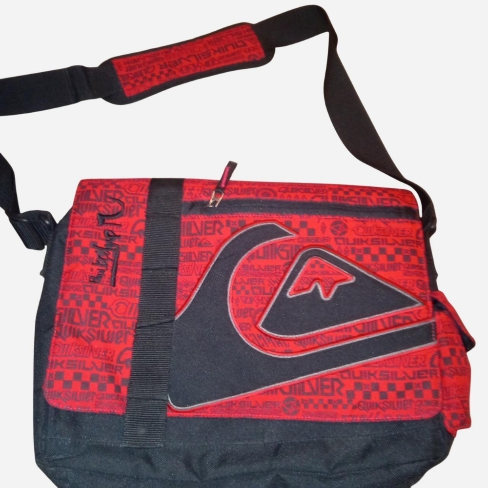 Quiksilver Black and Red Men's Messenger Bag